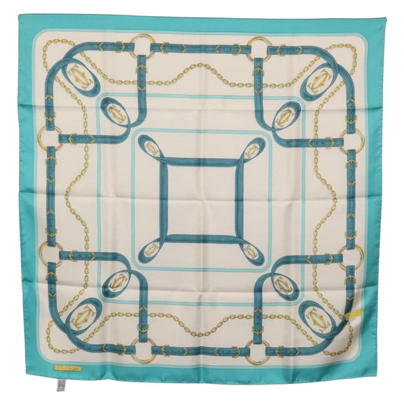 CARTIER Scarf Silk Light Blue Auth BA11162V