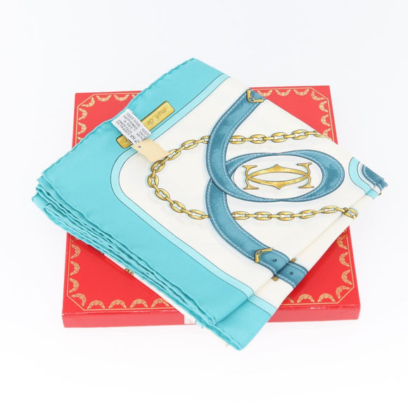 CARTIER Scarf Silk Light Blue Auth BA11162V