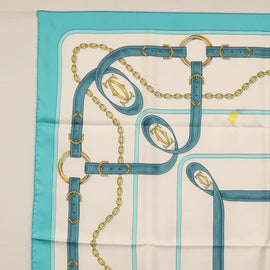 CARTIER Scarf Silk Light Blue Auth BA11162V - 0