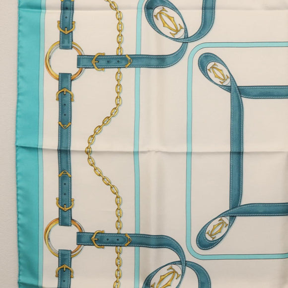 CARTIER Scarf Silk Light Blue Auth BA11162V
