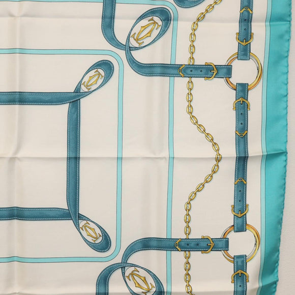 CARTIER Scarf Silk Light Blue Auth BA11162V