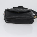 CHANEL COCO Mark Chain Waist Bag Lamb Skin Black Gold CC Auth BA11165-5