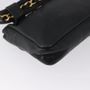CHANEL COCO Mark Chain Waist Bag Lamb Skin Black Gold CC Auth BA11165-17
