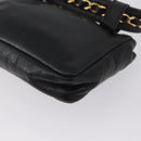 CHANEL COCO Mark Chain Waist Bag Lamb Skin Black Gold CC Auth BA11165-18