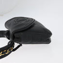 CHANEL COCO Mark Chain Waist Bag Lamb Skin Black Gold CC Auth BA11165-4