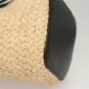 LOEWE Hand Bag Straw Leather 2way Beige Black Auth BA1116SM-9