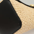 LOEWE Hand Bag Straw Leather 2way Beige Black Auth BA1116SM-14
