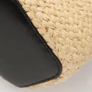LOEWE Hand Bag Straw Leather 2way Beige Black Auth BA1116SM-16