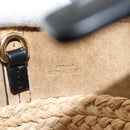 LOEWE Hand Bag Straw Leather 2way Beige Black Auth BA1116SM-11