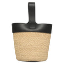 LOEWE Hand Bag Straw Leather 2way Beige Black Auth BA1116SM-2