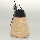 LOEWE Hand Bag Straw Leather 2way Beige Black Auth BA1116SM-3
