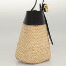 LOEWE Hand Bag Straw Leather 2way Beige Black Auth BA1116SM-4