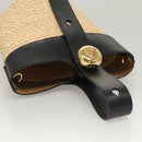 LOEWE Hand Bag Straw Leather 2way Beige Black Auth BA1116SM-6