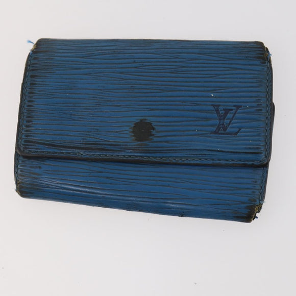 LOUIS VUITTON Epi Monogram Key Case Wallet 5 Set Blue LV Auth BA11175