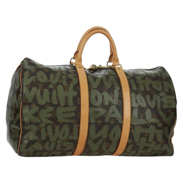 LOUIS VUITTON Monogram Graffiti Keepall 50 Bag Khaki M92196 LV Auth BA11179SAV