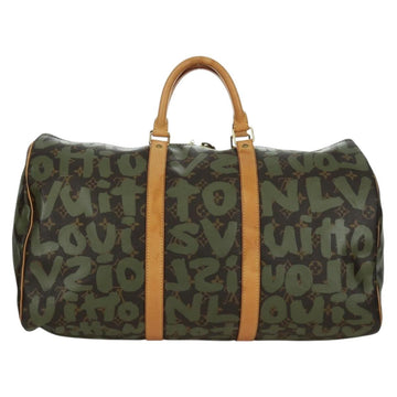 LOUIS VUITTON Monogram Graffiti Keepall 50 Bag Khaki M92196 LV Auth BA11179SAV - 0