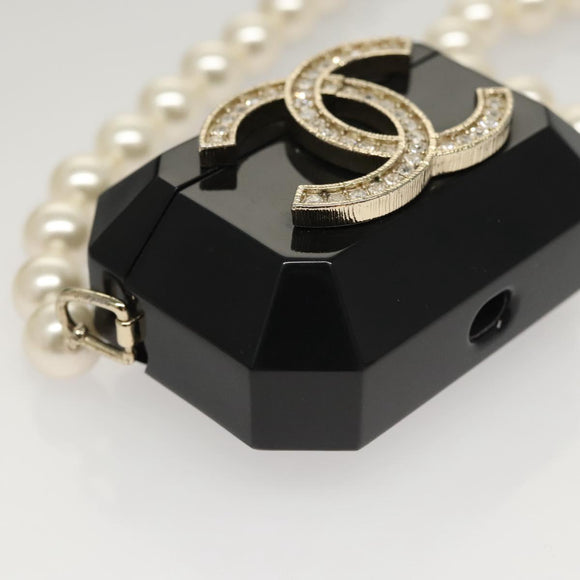 CHANEL Airpods case Shoulder plastic Black CC Auth BA1117SM