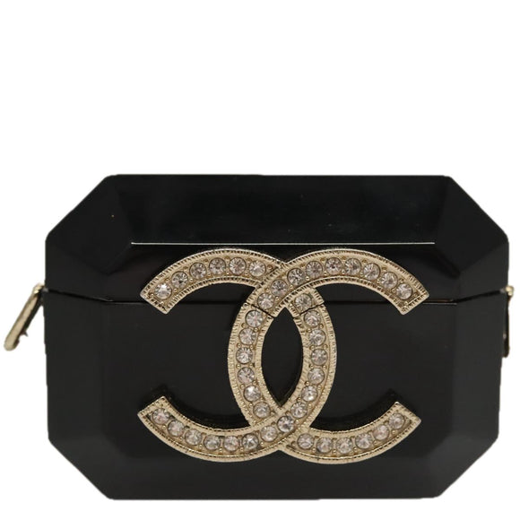 CHANEL Airpods case Shoulder plastic Black CC Auth BA1117AM