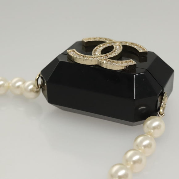 CHANEL Airpods case Shoulder plastic Black CC Auth BA1117AM