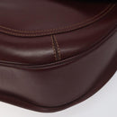 CARTIER Must Line Shoulder Bag Leather Wine Red Gold Auth BA112-9