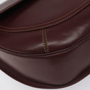 CARTIER Must Line Shoulder Bag Leather Wine Red Gold Auth BA112-14