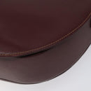 CARTIER Must Line Shoulder Bag Leather Wine Red Gold Auth BA112-15