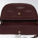 CARTIER Must Line Shoulder Bag Leather Wine Red Gold Auth BA112-11