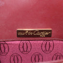 CARTIER Must Line Shoulder Bag Leather Wine Red Gold Auth BA112-18