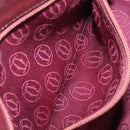 CARTIER Must Line Shoulder Bag Leather Wine Red Gold Auth BA112-21