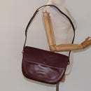 CARTIER Must Line Shoulder Bag Leather Wine Red Gold Auth BA112-23