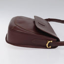 CARTIER Must Line Shoulder Bag Leather Wine Red Gold Auth BA112-3