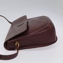 CARTIER Must Line Shoulder Bag Leather Wine Red Gold Auth BA112-4