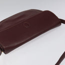 CARTIER Must Line Shoulder Bag Leather Wine Red Gold Auth BA112-6