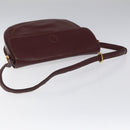 CARTIER Must Line Shoulder Bag Leather Wine Red Gold Auth BA112-7