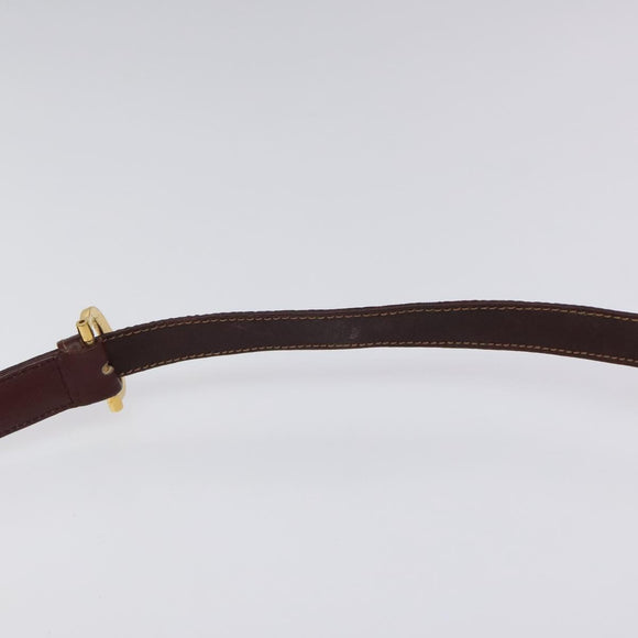 CARTIER Must Line Shoulder Bag Leather Wine Red Gold Auth BA112