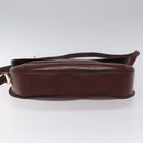 CARTIER Must Line Shoulder Bag Leather Wine Red Gold Auth BA112-5