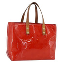LOUIS VUITTON Monogram Vernis Reade PM Hand Bag Red Rouge M91088 LV Auth BA11201-1