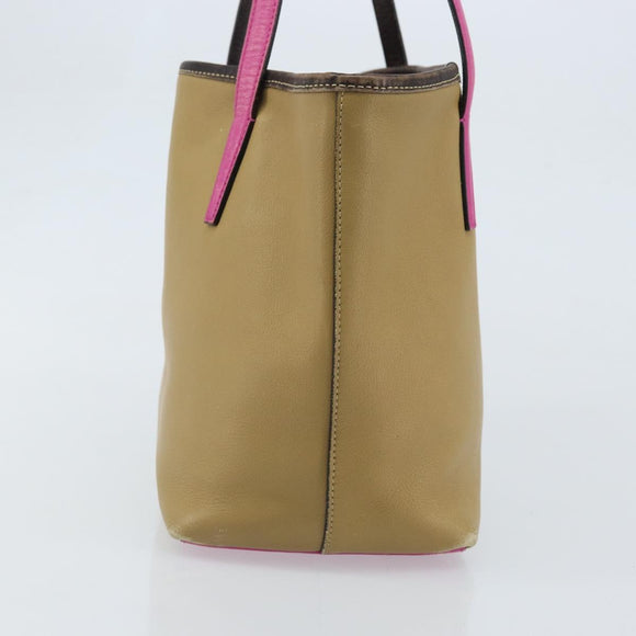 LOEWE Tote Bag Leather Beige Gold Auth BA11205