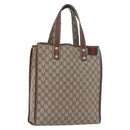 GUCCI GG Supreme Web Sherry Line Tote Bag PVC Beige Gold 211135 Auth BA11208-1