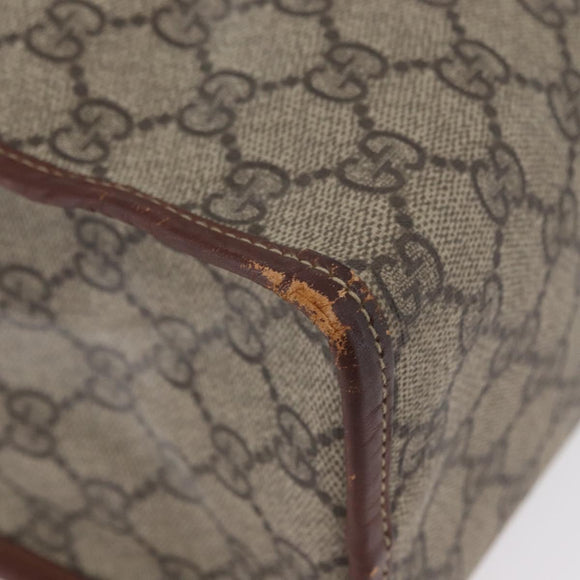 GUCCI GG Supreme Web Sherry Line Tote Bag PVC Beige Gold 211135 Auth BA11208