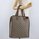 GUCCI GG Supreme Web Sherry Line Tote Bag PVC Beige Gold 211135 Auth BA11208-20