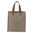 GUCCI GG Supreme Web Sherry Line Tote Bag PVC Beige Gold 211135 Auth BA11208-2