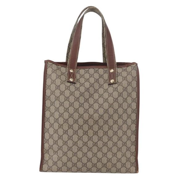 GUCCI GG Supreme Web Sherry Line Tote Bag PVC Beige Gold 211135 Auth BA11208