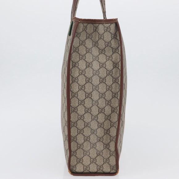 GUCCI GG Supreme Web Sherry Line Tote Bag PVC Beige Gold 211135 Auth BA11208