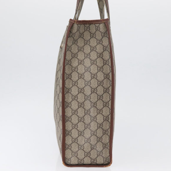 GUCCI GG Supreme Web Sherry Line Tote Bag PVC Beige Gold 211135 Auth BA11208