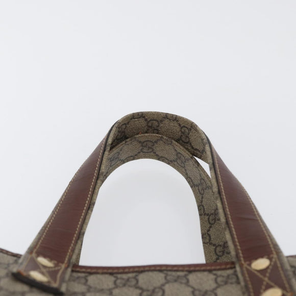 GUCCI GG Supreme Web Sherry Line Tote Bag PVC Beige Gold 211135 Auth BA11208