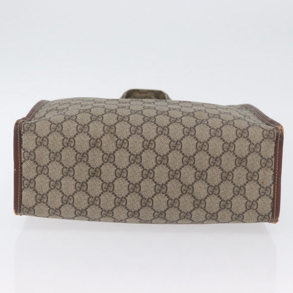 GUCCI GG Supreme Web Sherry Line Tote Bag PVC Beige Gold 211135 Auth BA11208