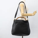 GUCCI Bamboo Shoulder Bag Leather 2way Black Gold 001 200182 1577 Auth BA11211-24