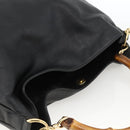 GUCCI Bamboo Shoulder Bag Leather 2way Black Gold 001 200182 1577 Auth BA11211-6