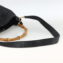 GUCCI Bamboo Shoulder Bag Leather 2way Black Gold 001 200182 1577 Auth BA11211-9